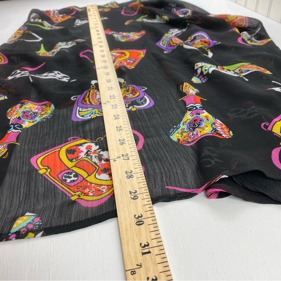 Slinky Brand Women's Open Front Novelty Print Black Sheer Kimono Sz M - Picture 9 of 10
